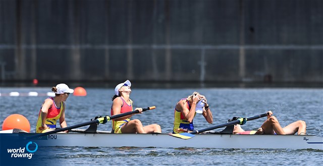 Madalina Heghes (b), Elena Logofatu, Cristina Popescu, Roxana Anghel (s), Women's Four, Romania, 2020 Olympic Games Regatta, Tokyo, Japan / World Rowing/Detlev Seyb