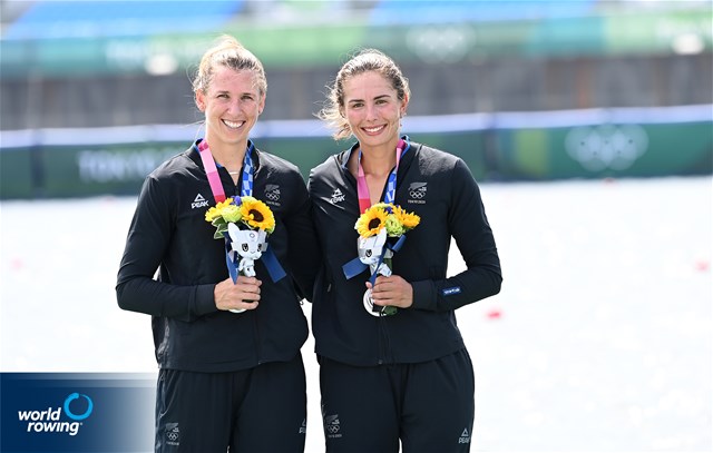 Brooke Donoghue (b), Hannah Osborne (s), Women's Double Sculls, New Zealand, silver, 2020 Olympic Games Regatta, Tokyo, Japan / World Rowing/Detlev Seyb