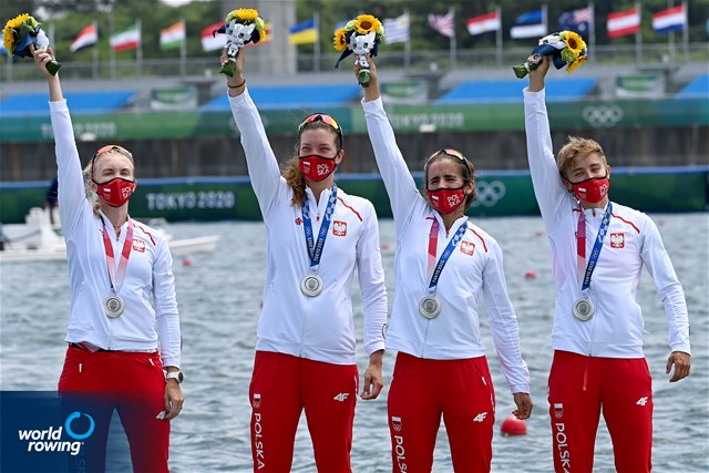 Agnieszka Kobus-Zawojska (b), Marta Wieliczko, Maria Sajdak, Katarzyna Zillmann (s), Women's Quadruple Sculls, Poland, 2020 Olympic Games Regatta, Tokyo, Japan / World Rowing/Detlev Seyb