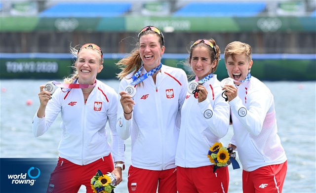 Yunxia Chen (b), Ling Zhang, Yang Lyu, Xiaotong Cui (s), Women's Quadruple Sculls, People's Republic of China, gold, 2020 Olympic Games Regatta, Tokyo, Japan / World Rowing/Detlev Seyb