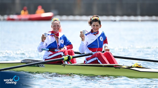 Vasilisa Stepanova (b), Elena Oriabinskaia (s), Women's Pair, Russian Olympic Committee, silver, 2020 Olympic Games Regatta, Tokyo, Japan / World Rowing/Detlev Seyb