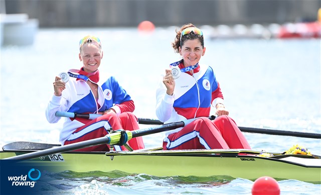 Vasilisa Stepanova (b), Elena Oriabinskaia (s), Women's Pair, Russian Olympic Committee, silver, 2020 Olympic Games Regatta, Tokyo, Japan / World Rowing/Detlev Seyb