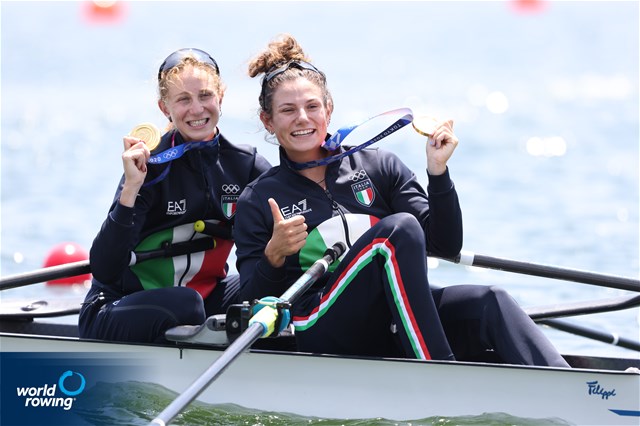 Valentina Rodini (b), Federica Cesarini (s), Lightweight Women's Double Sculls, Italy, 2020 Olympic Games Regatta, Tokyo, Japan / World Rowing/Igor Meijer