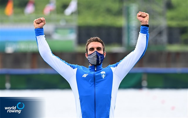 Stefanos Ntouskos, Men's Single Sculls, Greece, gold, 2020 Olympic Games Regatta, Tokyo, Japan / World Rowing/Detlev Seyb