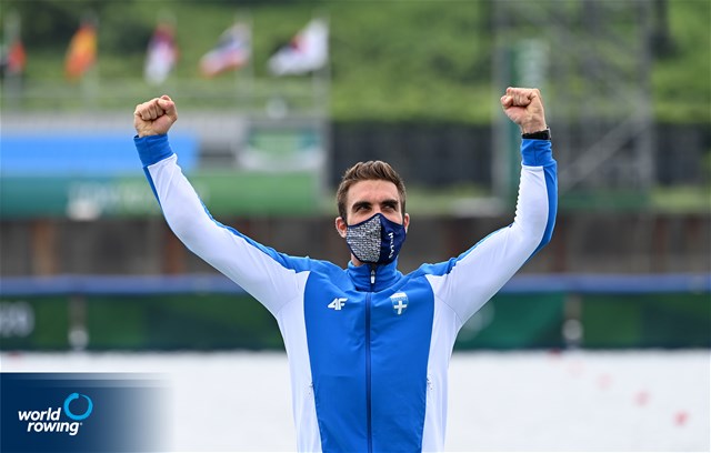 Stefanos Ntouskos, Men's Single Sculls, Greece, gold, 2020 Olympic Games Regatta, Tokyo, Japan / World Rowing/Detlev Seyb