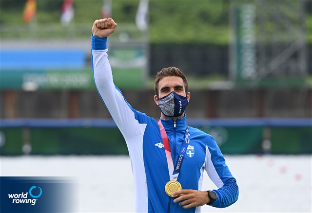 Stefanos Ntouskos, Men's Single Sculls, Greece, gold, 2020 Olympic Games Regatta, Tokyo, Japan / World Rowing/Detlev Seyb