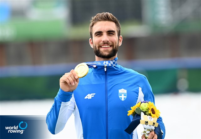 Stefanos Ntouskos, Men's Single Sculls, Greece, gold, 2020 Olympic Games Regatta, Tokyo, Japan / World Rowing/Detlev Seyb