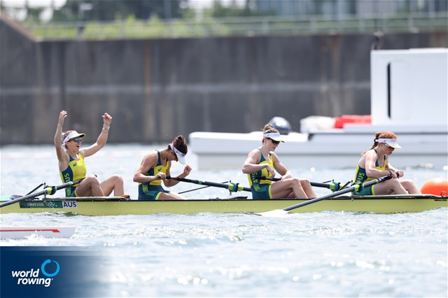 Lucy Stephan (b), Rosemary Popa, Jessica Morrison, Annabelle Mcintyre (s), Women's Four, Australia, 2020 Olympic Games Regatta, Tokyo, Japan / World Rowing/Igor Meijer
