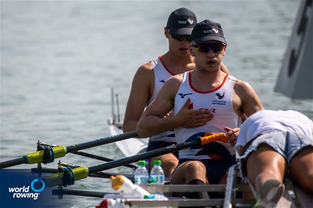 Samuel Arque (b), Martin Bauer (s), Men's Double Sculls, France, 2021 World Rowing Junior Championships, Plovdiv, Bulgaria / World Rowing/Benedict Tufnell