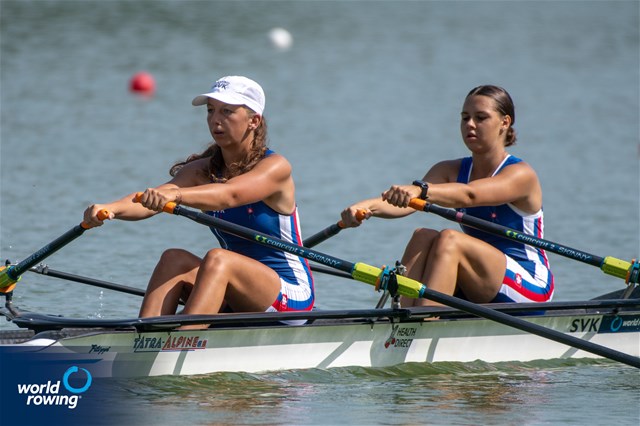 Patricia Cambalova (b), Anastasia Iakovlev (s), Women's Double Sculls, Slovakia, 2021 World Rowing Junior Championships, Plovdiv, Bulgaria / World Rowing/Benedict Tufnell