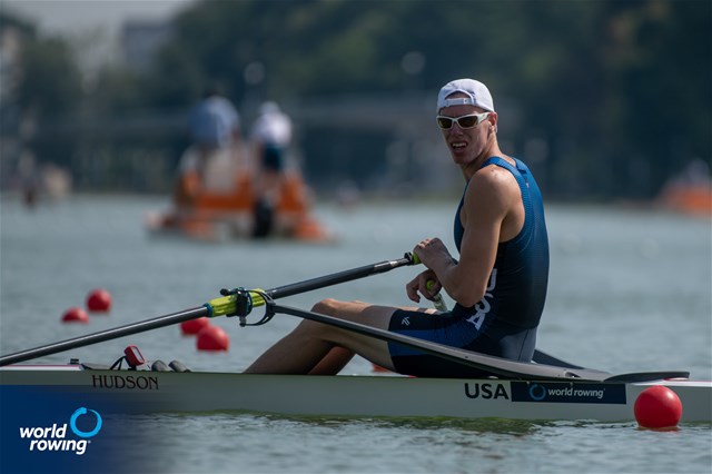 Isaiah Harrison, Men's Single Sculls, United States of America, 2021 World Rowing Junior Championships, Plovdiv, Bulgaria / World Rowing/Benedict Tufnell