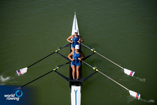 Patricia Cambalova (b), Anastasia Iakovlev (s), Women's Double Sculls, Slovakia, 2021 World Rowing Junior Championships, Plovdiv, Bulgaria / World Rowing/Benedict Tufnell
