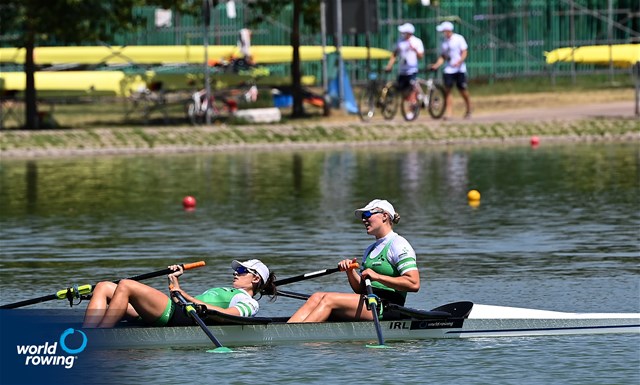 Holly Davis (b), Rachel Bradley (s), Women's Double Sculls, Ireland, 2021 World Rowing Junior Championships, Plovdiv, Bulgaria / Detlev Seyb/MyRowingPhoto.com