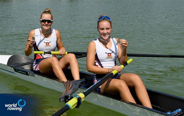 Magdalena Jesus Nannig Rojas (b), Antonia Leonor Liewald Heise (s), Women's Pair, Chile, 2021 World Rowing Junior Championships, Plovdiv, Bulgaria / Detlev Seyb/MyRowingPhoto.com