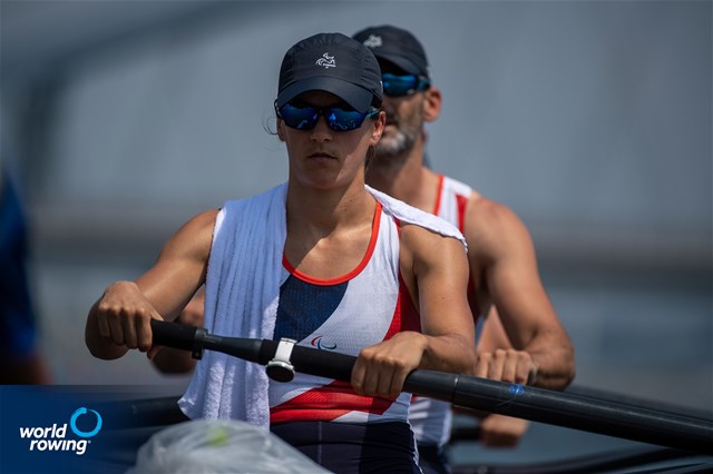 Christophe Lavigne (b), Perle Bouge (s), PR2 Mixed double sculls, France, 2020 Paralympic Games Regatta, Tokyo, Japan / World Rowing/Benedict Tufnell