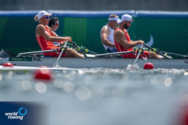 Jolanta Majka (b), Michal Gadowski (s), PR2 Mixed double sculls, Poland, 2020 Paralympic Games Regatta, Tokyo, Japan / World Rowing/Benedict Tufnell