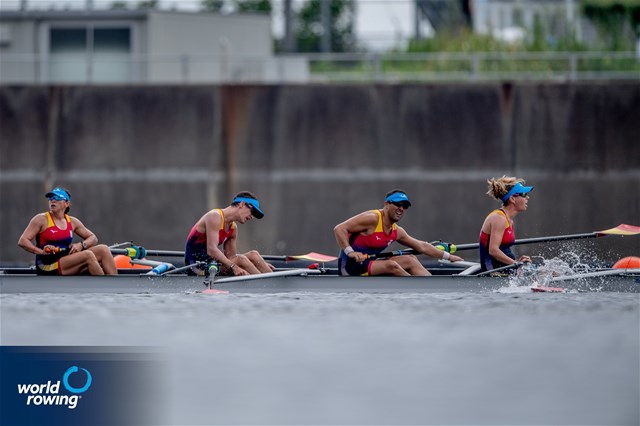 Josefa Benitez Guzman (b), Enrique Floriano Millan, Jorge Pineda Matabuena, Veronica Rodriguez Pulido (s), Maria Armendariz Zubillaga (c), PR3 Mixed coxed four , Spain, 2020 Paralympic Games Regatta, Tokyo, Japan / World Rowing/Benedict Tufnell