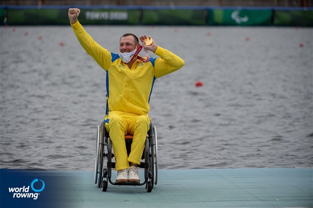 Roman Polianskyi, PR1 Mens Single Sculls, Ukraine, Gold, 2020 Paralympic Games Regatta, Tokyo, Japan / World Rowing/Benedict Tufnell