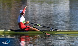 Emil Neykov, Men's Single Sculls, Bulgaria, 2021 European Rowing Under 23 Championships, Kruszwica, Poland / Detlev Seyb/MyRowingPhoto.com