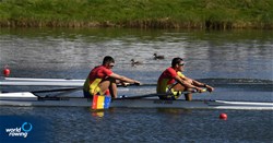 Dumitru-Alexandru Ciobica (b), Florin Lehaci (s), Men's Pair, Romania, 2021 European Rowing Under 23 Championships, Kruszwica, Poland / Detlev Seyb/MyRowingPhoto.com