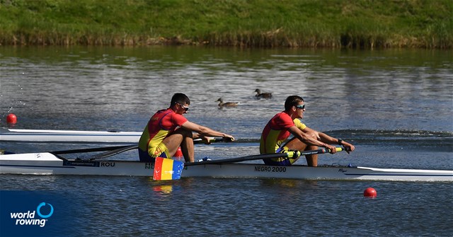 Dumitru-Alexandru Ciobica (b), Florin Lehaci (s), Men's Pair, Romania, 2021 European Rowing Under 23 Championships, Kruszwica, Poland / Detlev Seyb/MyRowingPhoto.com