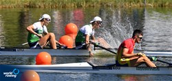 Dovydas Stankunas (b), Domantas Stankunas (s), Men's Pair, Lithuania, 2021 European Rowing Under 23 Championships, Kruszwica, Poland / Detlev Seyb/MyRowingPhoto.com