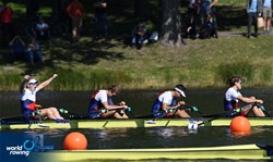 Daniel Nosek (b), Tomas Sisma, Dalibor Nedela, Filip Zima (s), Men's Quadruple Sculls, Czech Republic, 2021 European Rowing Under 23 Championships, Kruszwica, Poland / Detlev Seyb/MyRowingPhoto.com