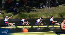 Daniel Nosek (b), Tomas Sisma, Dalibor Nedela, Filip Zima (s), Men's Quadruple Sculls, Czech Republic, 2021 European Rowing Under 23 Championships, Kruszwica, Poland / Detlev Seyb/MyRowingPhoto.com