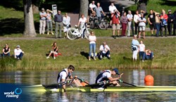 Nathan Hull (b), Callum Dixon (s), Men's Double Sculls, Great Britain, 2021 European Rowing Under 23 Championships, Kruszwica, Poland / Detlev Seyb/MyRowingPhoto.com