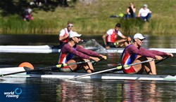Alexandru Masnic (b), Alexandr Bulat (s), Men's Double Sculls, Republic of Moldova, 2021 European Rowing Under 23 Championships, Kruszwica, Poland / Detlev Seyb/MyRowingPhoto.com