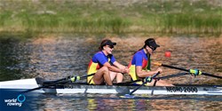 Cristina Druga (b), Alexandra Ungureanu (s), Women's Double Sculls, Romania, 2021 European Rowing Under 23 Championships, Kruszwica, Poland / Detlev Seyb/MyRowingPhoto.com