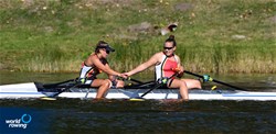 Mazarine Guilbert (b), Caitlin Govaert (s), Women's Double Sculls, Belgium, 2021 European Rowing Under 23 Championships, Kruszwica, Poland / Detlev Seyb/MyRowingPhoto.com