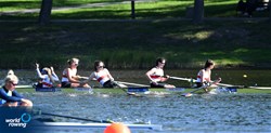 Lena Radke (b), Celina Waldschmidt, Leandra Reich, Chiara Kracklauer (s), Janne-Marit Boerger (c), Women's Coxed Four, Germany, 2021 European Rowing Under 23 Championships, Kruszwica, Poland / Detlev Seyb/MyRowingPhoto.com