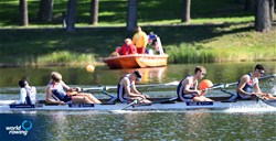Bruce Turnell (b), Thomas Shewell, Jake Wincomb, Joshua Burke (s), Joseph Salter (c), Men's Coxed Four, Great Britain, 2021 European Rowing Under 23 Championships, Kruszwica, Poland / Detlev Seyb/MyRowingPhoto.com