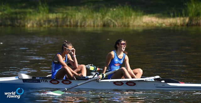 Maria Zerboni (b), Greta Parravicini (s), Lightweight Women's Pair, Italy, 2021 European Rowing Under 23 Championships, Kruszwica, Poland / Detlev Seyb/MyRowingPhoto.com