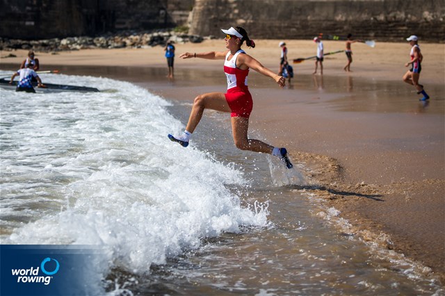 Coline Caussin, Women's Solo, Monaco, 2021 World Rowing Beach Sprint Finals, Oeiras, Portugal / World Rowing/Benedict Tufnell