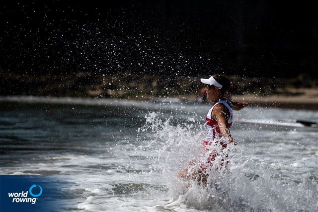 Coline Caussin, Women's Solo, Monaco, 2021 World Rowing Beach Sprint Finals, Oeiras, Portugal / World Rowing/Benedict Tufnell