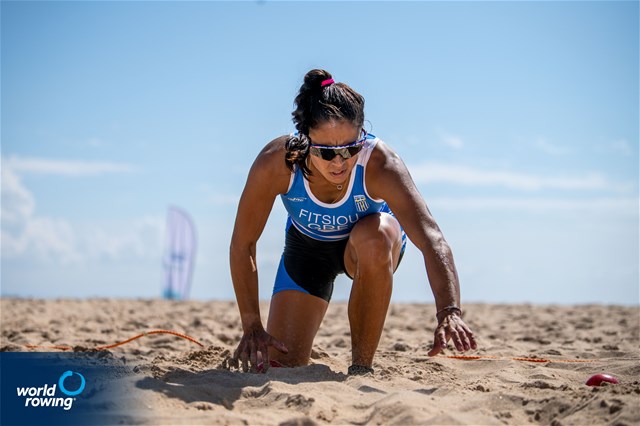 Zoi Fitsiou, Women's Solo, Greece, 2021 World Rowing Beach Sprint Finals, Oeiras, Portugal / World Rowing/Benedict Tufnell