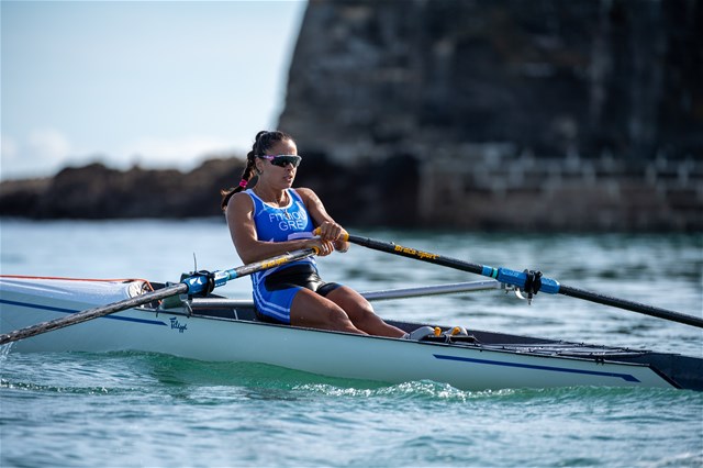 Zoi Fitsiou, Women's Solo, Greece, 2021 World Rowing Beach Sprint Finals, Oeiras, Portugal / World Rowing/Benedict Tufnell