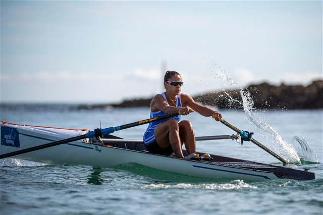 Zoi Fitsiou, Women's Solo, Greece, 2021 World Rowing Beach Sprint Finals, Oeiras, Portugal / World Rowing/Benedict Tufnell