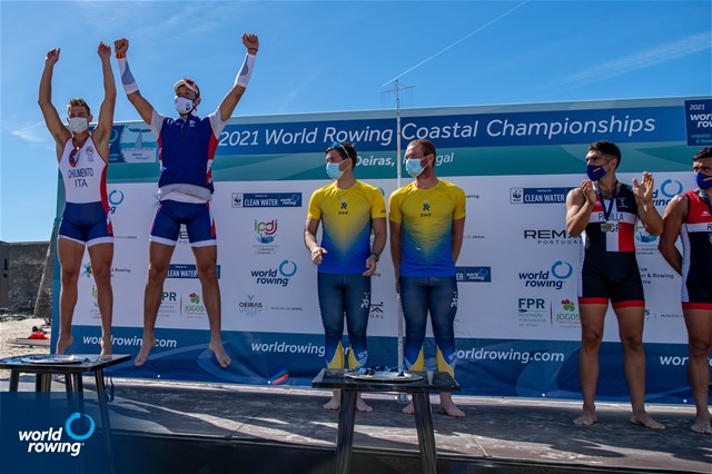 Luca Chiumento (b), Simone Martini (s), Men's Double, Italy, 2021 World Rowing Coastal Championships, Oeiras, Portugal / World Rowing/Benedict Tufnell