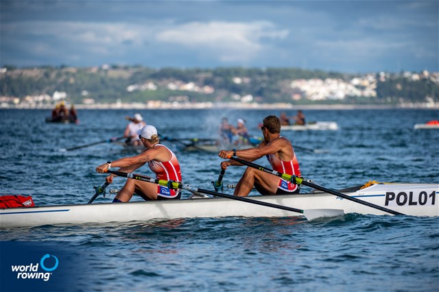 Maciej Zawojski (b), Agnieszka Kobus-Zawojska (s), Mixed Double, Poland, 2021 World Rowing Coastal Championships, Oeiras, Portugal / World Rowing/Benedict Tufnell