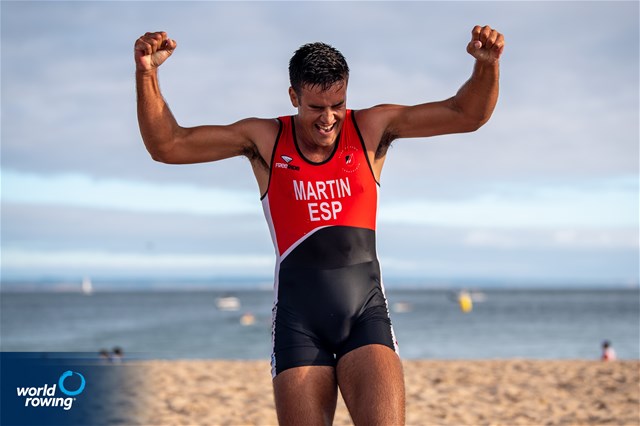 Ander Martin (b), Mixed Double, Spain, 2021 World Rowing Beach Sprint Finals, Oeiras, Portugal / World Rowing/Benedict Tufnell