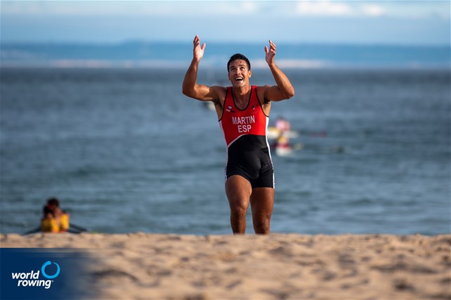 Ander Martin (b), Mixed Double, Spain, 2021 World Rowing Beach Sprint Finals, Oeiras, Portugal / World Rowing/Benedict Tufnell