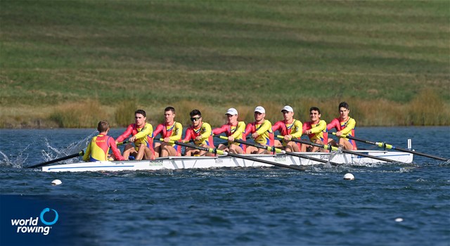 Cosmin Iulian Plesescu (b), Eduard Angel Moldovan, Andrei Hemen, Cornel-Traian Ieremciuc, Andrei-Vlad-Robert Vatamaniuc, Alexandru-Gabriel Stetco, Constantin Emanuele Sterea, Marian Stefan Dunca (s), Gavril Dumbrava (c), Men's Eight, Romania, 2021 European Rowing Junior Championships, Munich, Germany / Detlev Seyb/MyRowingPhoto.com 2021 European Rowing Junior Championships, Munich, Germany / Detlev Seyb/MyRowingPhoto.com