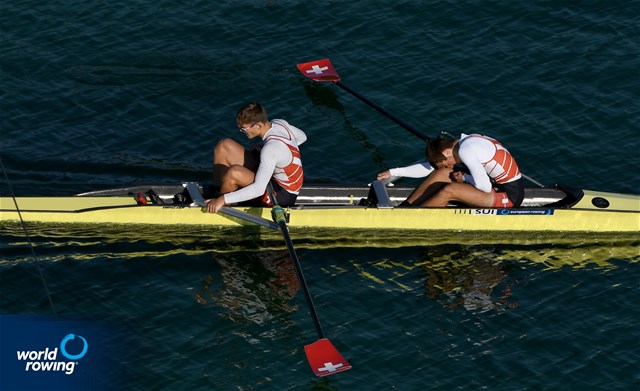 Leon Zahner (b), Donat Vonder Muehll (s), Men's Pair, Switzerland, 2021 European Rowing Junior Championships, Munich, Germany / Detlev Seyb/MyRowingPhoto.com
