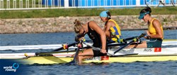 Emma Twigg from New Zealand looking destroyed after racing the Final B of the Women's Singls Sculls at the 2008 Olympic Games in Beijing, China.