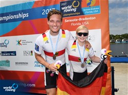 Jessica Dietz (b), Valentin Luz (s), Germany, bronze, PR3 Mixed double sculls, A-Final, 2017 World Rowing Championships, Sarasota-Bradenton, USA