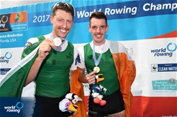 Mark O'Donovan (b), Shane O'Driscoll (s), Ireland, gold, Lightweight Men's Pair, A-Final, 2017 World Rowing Championships, Sarasota-Bradenton, USA