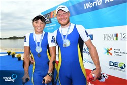 Iaroslav Koiuda (b), Iryna Kyrychenko (s), Ukraine, silver, PR2 Mixed double sculls, A-Final, 2017 World Rowing Championships, Sarasota-Bradenton, USA